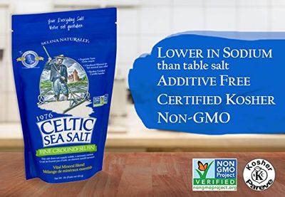 Fine Ground Celtic Sea Salt - 16 Ounce (Pack of 1) Resealable Bag of Nutritious, Classic Sea Salt, Great for Cooking, Baking, Pickling, Finishing and More, Pantry-Friendly, Gluten-Free