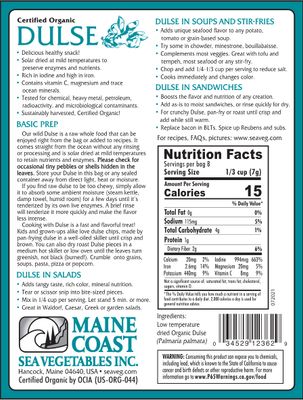 Dulse Whole Leaf 2 oz Bag - Wild Atlantic - Organic Seaweed
