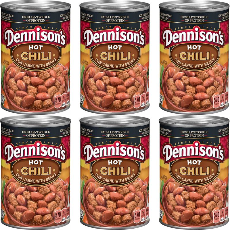 Dennison&#39;s, Hot Chili Con Carne with Beans, 15oz Can (Pack of 6)