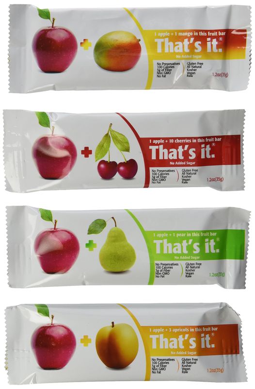 That's It Natural Fruit Bars Variety Pack, Apple+Mango, Apple+Pear, Apple+Cherry &amp; Apple+Apricot, 1.2 Ounce (Pack of 12)