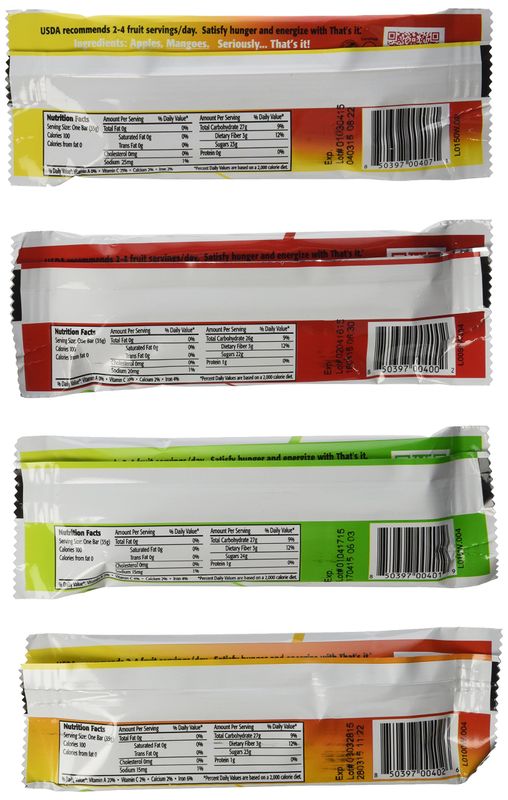 That's It Natural Fruit Bars Variety Pack, Apple+Mango, Apple+Pear, Apple+Cherry &amp; Apple+Apricot, 1.2 Ounce (Pack of 12)