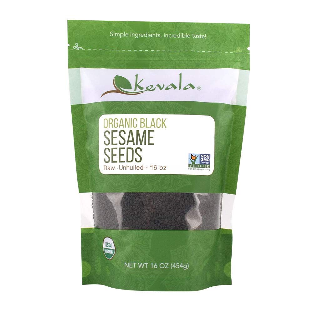 Kevala Organic Black Sesame Seeds - 16 oz - 1 lb - Raw Black Sesame Seeds - Sesame Seeds Black - Organic Black Seeds - Organic Unhulled Sesame Seeds