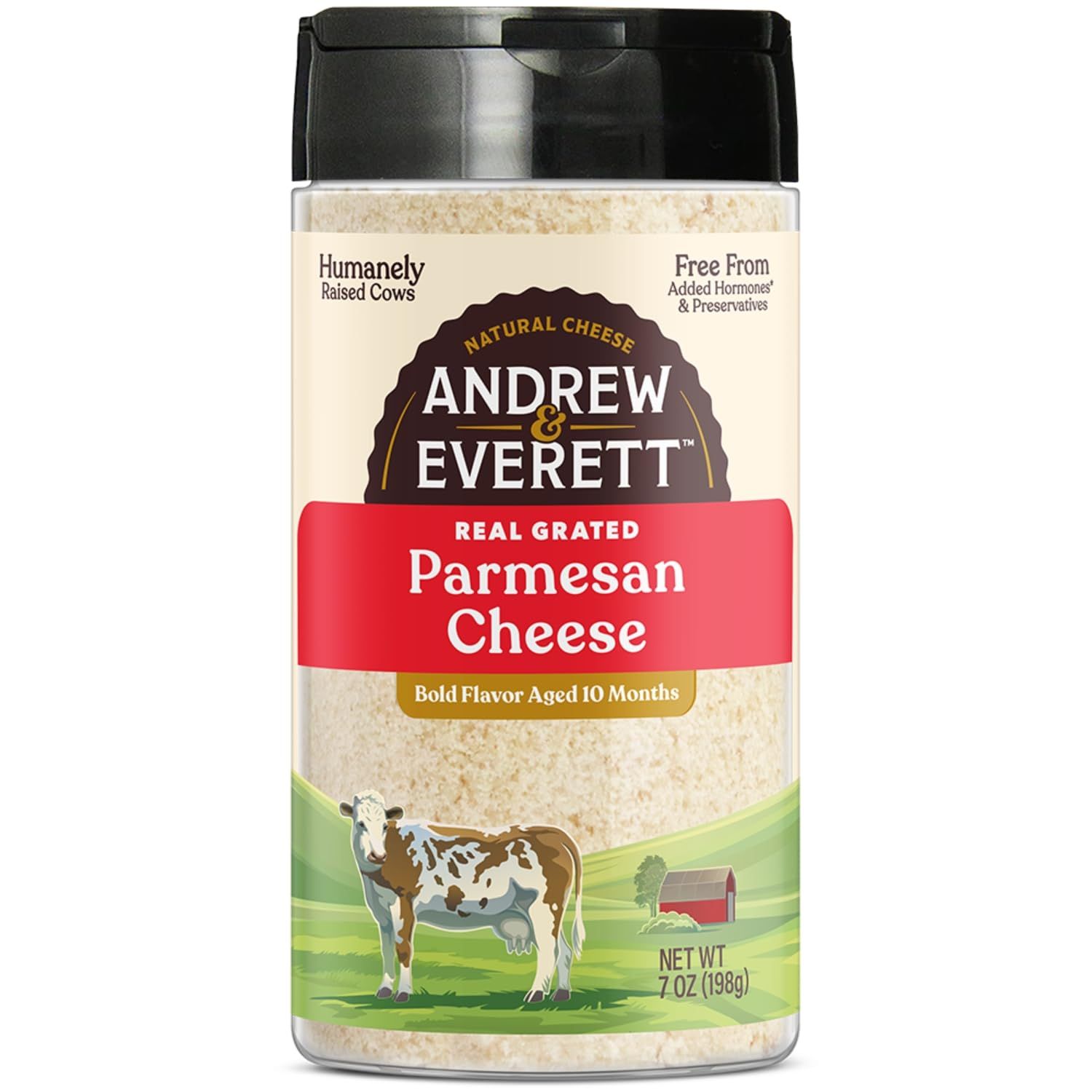 Andrew &amp; Everett Hormone Free Grated Parmesan Cheese, 7 oz container