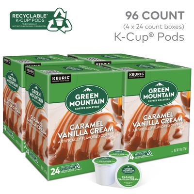 Green Mountain Coffee Roasters Caramel Vanilla Cream Coffee, Keurig Single-Serve K-Cup pods, Light Roast, 96 Count