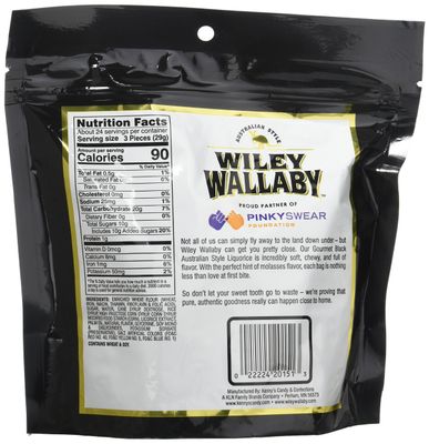 Wiley Wallaby Australian Goumet Style Black Licorice Candy 24 Oz. (Pack of 4)4