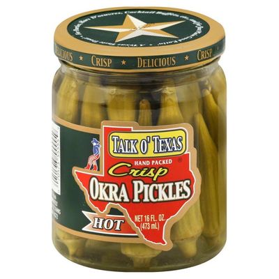 Talk O&#39; Texas Hot Crisp Okra Pickles, 16 Ounce (Pack of 6)