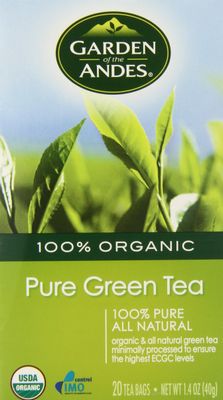 Garden of the Andes Herbal Organic Caffeine Green Hot Tea Bags, 0.9 oz, 20 Tea BagCount (Pack of 6 Boxes)