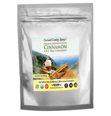 Organic Ceylon Cinnamon Powder 1 lb - True Raw Ground Sri Lanka Cinnamon Powder - Premium Grade Mild, Naturally Sweet Spice for Health &amp; Food - w/eBook