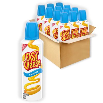 Easy Cheese American Cheese Snack, 12 - 8 oz Cans