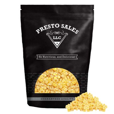 Presto Sales Crystallized Ginger Pieces 112 oz | Unsulphured Dried Candied Ginger 3-5 mm Pieces | All Natural, Non-GMO | Relieve Nausea, Motion or Morning Sickness | Resealable 7 lbs Pouch Bag