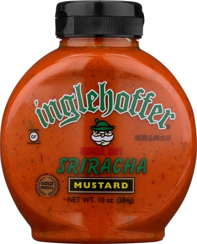 Inglehoffer Extra Hot Sriracha Mustard, 10 oz Squeeze Bottle