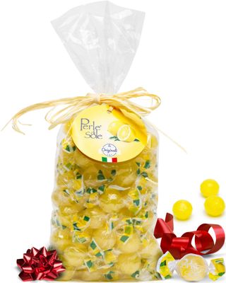 Perle di Sole Italian Lemon Candy Drops - Lemon Hard Candy Individually Wrapped - Fizzy and Tart Lemon Candies (17.63 oz | 500 g)