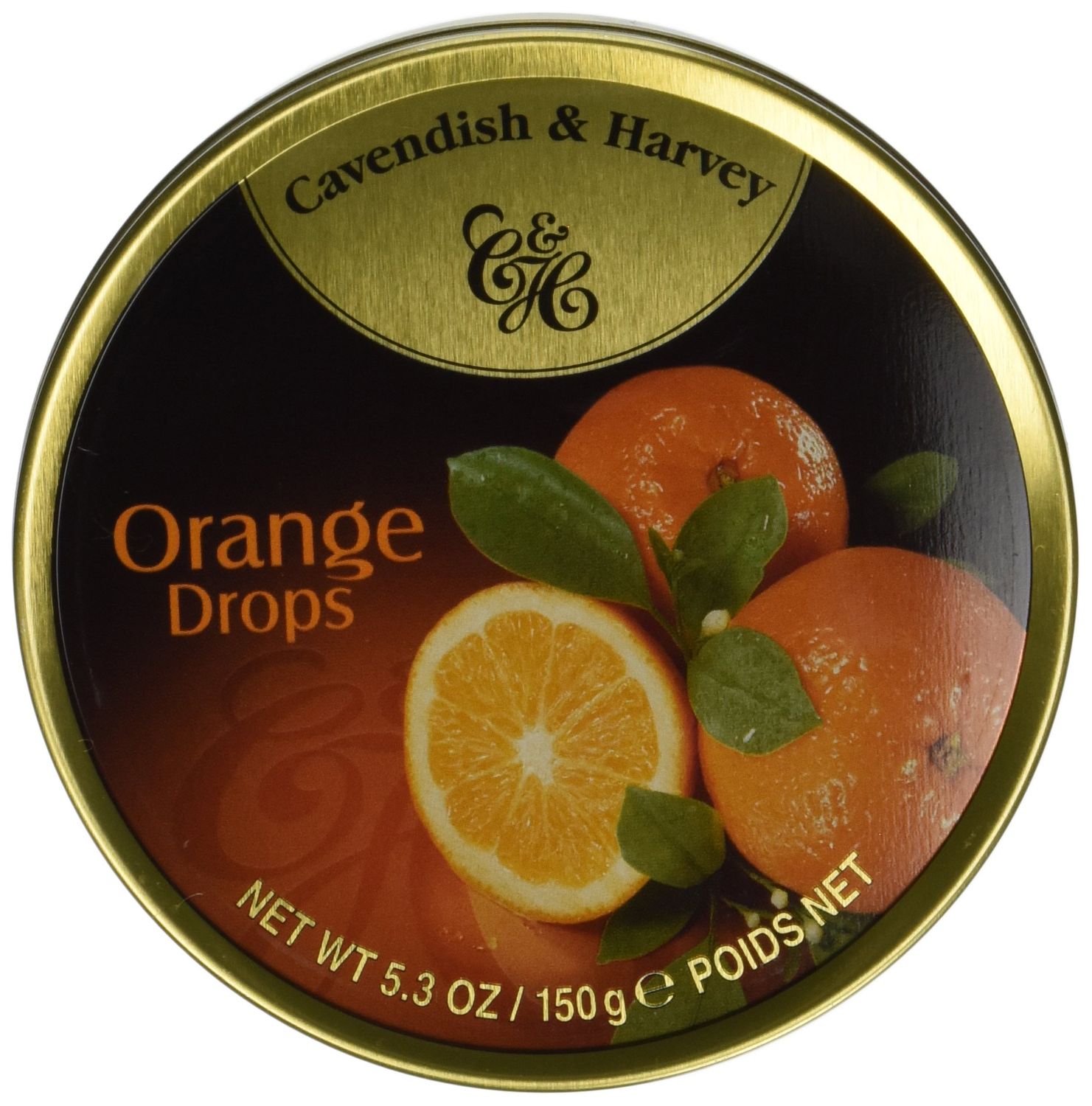 Cavendish &amp; Harvey Candy Tin Orange, 5.3 oz (Pack of 12)