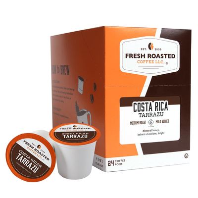 Fresh Roasted Coffee, Dark Costa Rica Tarrazu, Dark Roast, 24 Pods for K Cup Brewers