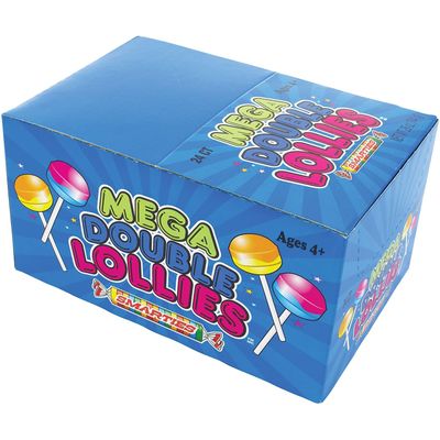 Smarties Double Lollies Mega | Vegan, Gluten Free, Peanut &amp; Fat Free Fruity Flavors Childhood Treat, Perfect for Parties &amp; Celebrations | Made by US Candy Company Since 1949 - 24 Count (Pack of 1)