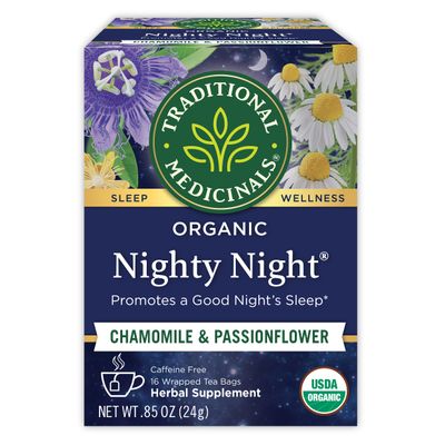 Traditional Medicinals Organic Nighty Night with Passionflower Herbal Tea, Promotes a Good Nights Sleep, (Pack of 1) - 16 Tea Bags