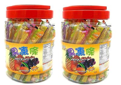 Jin Jin Fruit Jelly Filled Strip Straws Candy - Many Flavors! (35.26 oz)(TWO PACK)