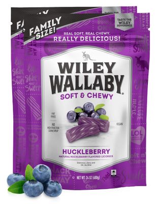 Wiley Wallaby Licorice 24 Ounce Classic Gourmet Soft &amp; Chewy Australian Huckleberry Licorice Candy Twists, 2 Pack