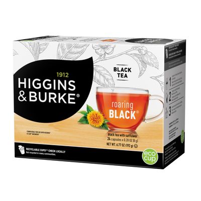 Higgins &amp; Burke Roaring Black, Loose Leaf, Black Tea, Keurig K-Cup Brewer Compatible Pods, 24 Count
