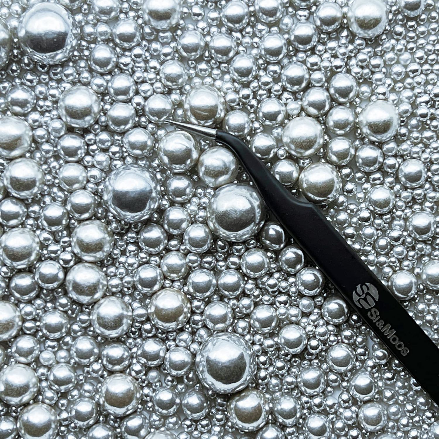 Silver Edible Pearls for Cake Decorating 5.1 OZ | Silver Sprinkles | Silver Sugar Pearls | Silver Edible Dragees | Edible Christmas Cookie Decorations | Silver Pearl Sprinkles Mix Size with Tweezers