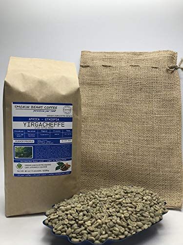 5 Pounds - African - Ethiopia Yirgacheffe - Unroasted Arabica Green Coffee Beans - Varietal Ethiopian Heirloom - Drying/Milling Process Washed SunDried - Unique Distinctive Taste - Includes Burlap Bag