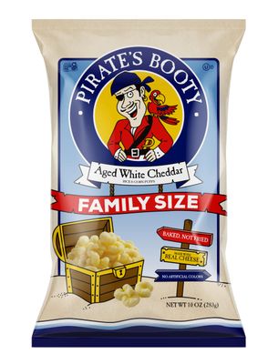 Pirate&#39;s Booty Cheese Puffs, Healthy Kids Snacks, Real Aged White Cheddar, 10oz Party Sized Bag