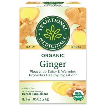 Traditional Medicinals Organic Ginger Herbal Tea, Promotes Healthy Digestion, (Pack of 2) - 32 Tea Bags Total
