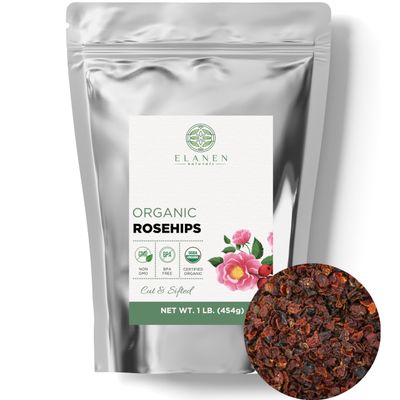 Organic Rose Hips 1 lb. (16 oz.), USDA Certified Organic Rosehip Tea, Dried Rose Hips Dried Organic, Rose Hip Tea Organic, Whole Rose Hips Bulk, Cut &amp; Sifted