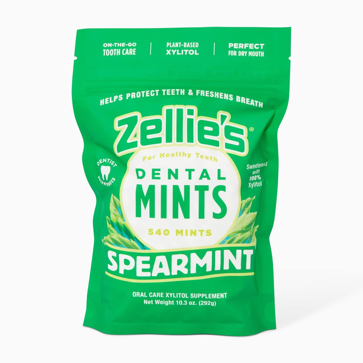 Zellie&#39;s | 100% Xylitol Sugar Free Spearmint Breath Mints | Non-GMO, Low-Calorie, Gluten Free, Vegan &amp; Kosher Mints (540 Count (Pack of 1))