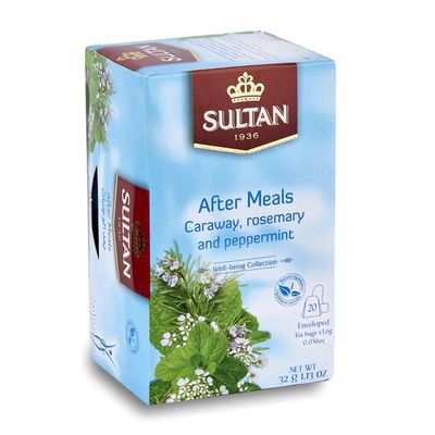 SULTAN TEA After Meals, Moroccan Green Tea with Caraway, Rosemary &amp; Peppermint Herbal Green Teas (Single Pack - 20 Tea Bags)