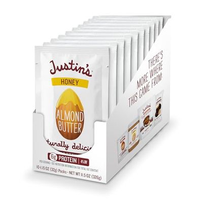 Justin&#39;s Honey Almond Butter Squeeze Packs, Gluten-free, Non-GMO, Sustainably Sourced, 1.15 Ounce (10 Pack)