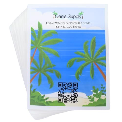 Oasis Supply 100 Piece Edible Rectangle Wafer Paper Pack, 8 by 11, White