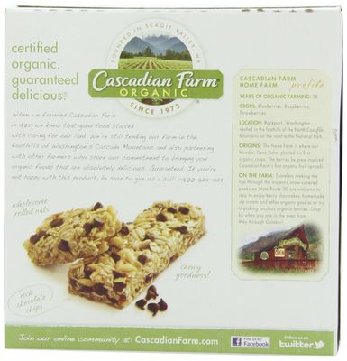 Cascadian Farm Organic Granola Bars, Chocolate Chip Chewy Granola Bars, 6 Bars (Pack of 6)