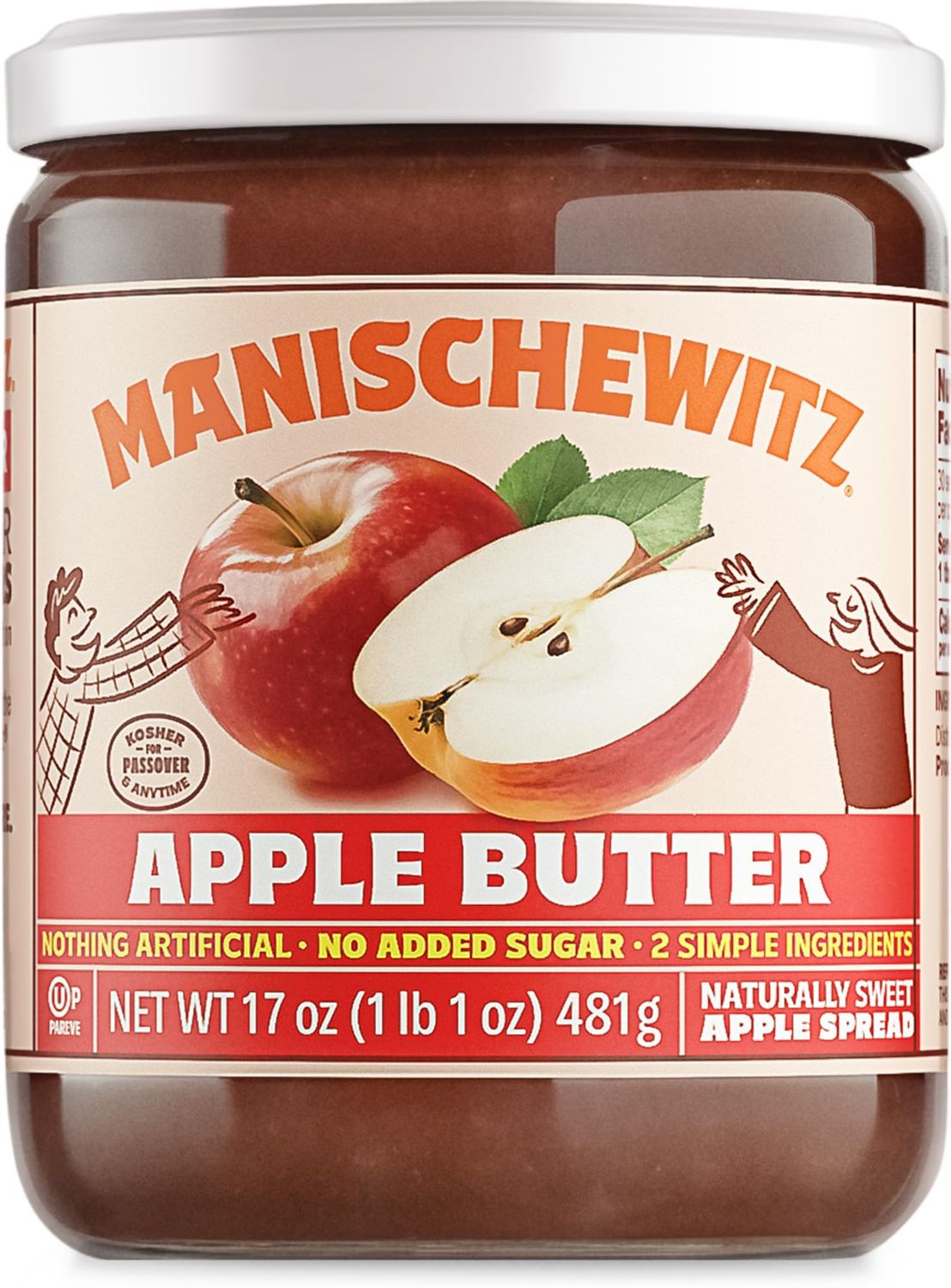 Manischewitz Apple Butter, 17oz | Smooth &amp; Sweet Spread, Great for Sauces &amp; Glazes, No Sugar Added
