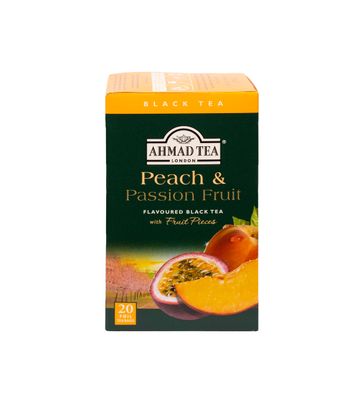 Ahmad Tea Black Tea, Peach And Passion Fruit Teabags, 20 ct (Pack Of 6) - Caffeinated And Sugar-Free