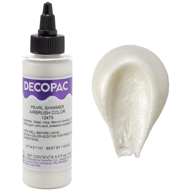DecoPac Premium Airbrush Color, Pearl Shimmer, Edible Airbrush Paint for Decorating Cakes, Cupcakes, and Cookies, Food Coloring, 4oz