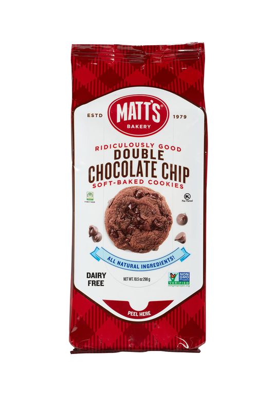 Matt's Bakery | Double Chocolate Chip Cookies | Soft-Baked, Non-GMO, All-Natural Ingredients; Single Pack of Cookies (10.5oz) (Double Chocolate Chip)