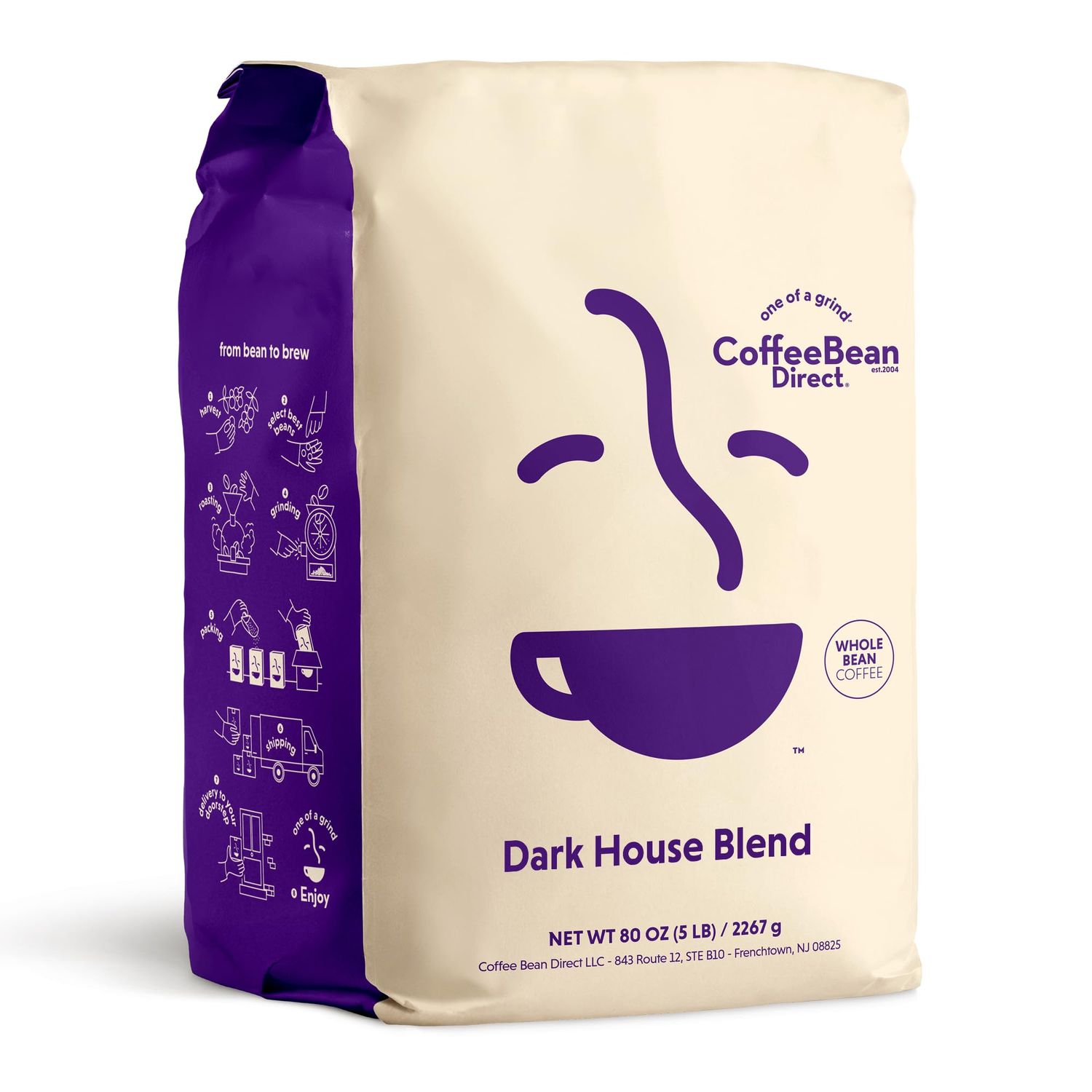 Coffee Bean Direct Dark House Blend, Whole Bean Coffee, 5-Pound Bag