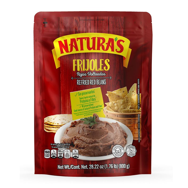 Natura&#39;s Refried Red Beans, 28.22oz Pouch (Pack of 12)