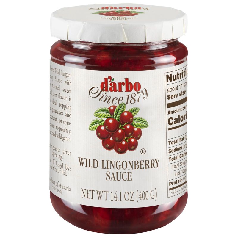 D&#39;Arbo Premium Wild Lingonberry Sauce 14.1 oz | Made with only the finest Wild Lingonberries | 60% Fruit Content | Delicate yet Tangy Sweetness Brings out the Best in your Sweet or Savory Recipes
