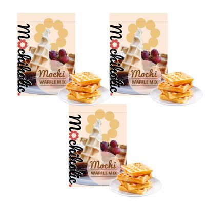Mochi Waffle Mix Original Recipe Mochi Mix - Rice Flour with Low Calories and Sugar - Essential Nutrients - 12 oz Healthy Daily Snacks by Mochiholic (Pack of 3)