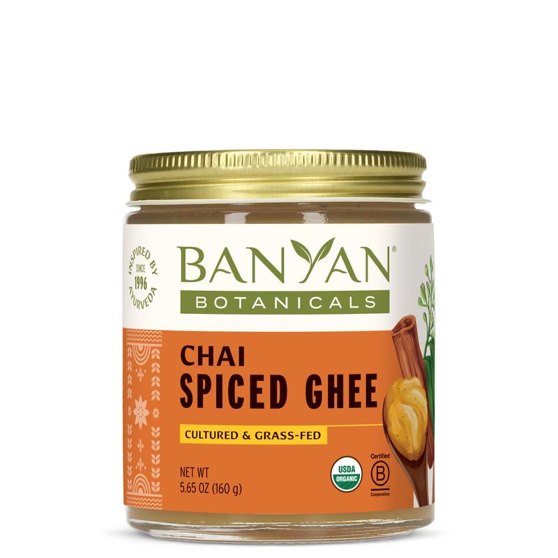 Banyan Botanicals Chai Spiced Ghee - Cultured Organic Ghee (Clarified Butter) with Cinnamon &amp; Cardamom - Tasty Oil &amp; Butter Alternative for Cooking &amp; Baking - 5.65 oz - Non-GMO Gluten Free Vegetarian