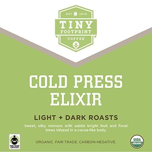 Tiny Footprint Coffee - Organic Cold Press Elixir Cold Brew | Blend of Light &amp; Dark Roasts, Whole Bean Coffee | Fair Trade, Shade Grown &amp; Carbon Negative | 3 Pounds