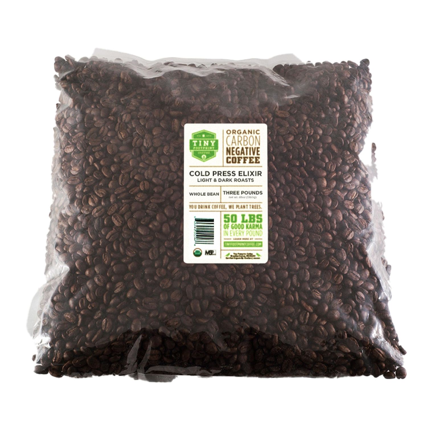 Tiny Footprint Coffee - Organic Cold Press Elixir Cold Brew | Blend of Light &amp; Dark Roasts, Whole Bean Coffee | Fair Trade, Shade Grown &amp; Carbon Negative | 3 Pounds