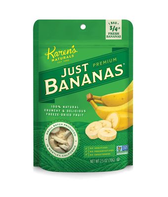 Karen&#39;s Naturals Just Bananas, 2.5 Ounce Pouch (Packaging May Vary) All Natural Freeze-Dried Fruits &amp; Vegetables, No Additives or Preservatives, Non-GMO