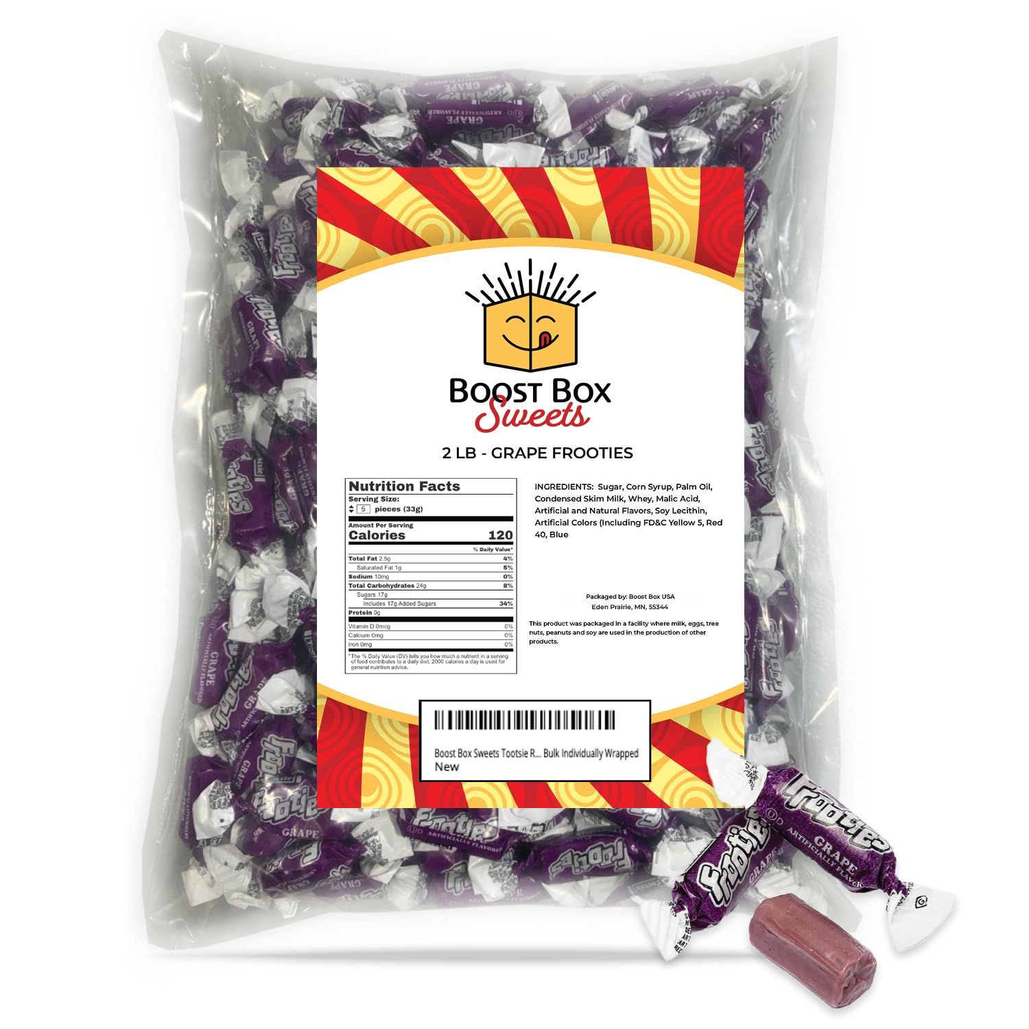 Grape Frooties Individually Wrapped Bulk Chewy Purple Tootsie Roll Candy (2 Pound)