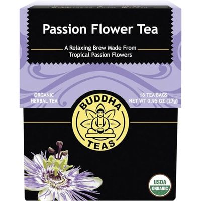 Buddha Teas Organic Passion Flower Tea - OU Kosher, USDA Organic, CCOF Organic, 18 Bleach-Free Tea Bag