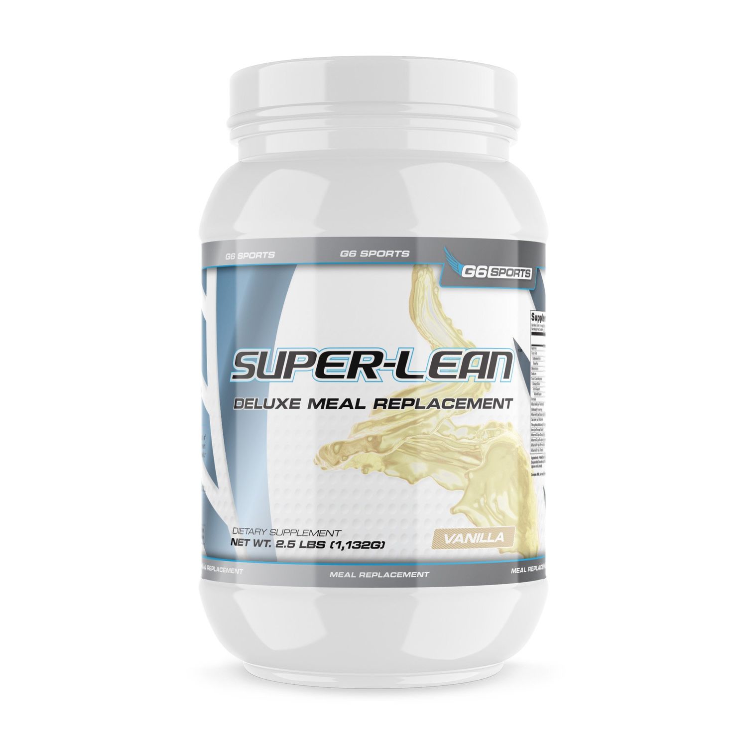 G6 Sports Nutrition Super-Lean Deluxe Meal Replacement (32g Protein, 7g Fiber, 25 Added Vitamins &amp; Minerals) - 2.5lb Jar - Vanilla