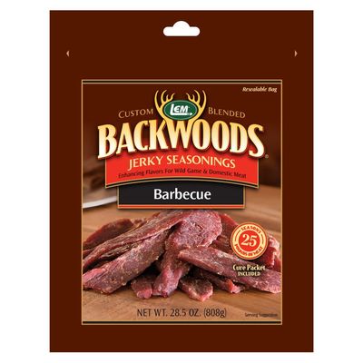 LEM Products Backwoods BBQ Jerky Seasoning, Ideal for Wild Game and Domestic Meat, Seasons Up to 25 Pounds of Meat, 28.5 Ounce Packet with Pre-Measured Cure Packet Included