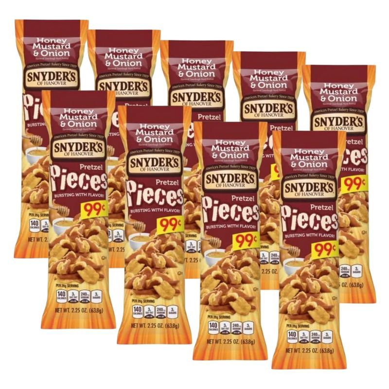 Snyder's Of Hanover Honey Mustard &amp; Onion Pretzel Pieces, 3.25oz Bag (Pack Of 9)